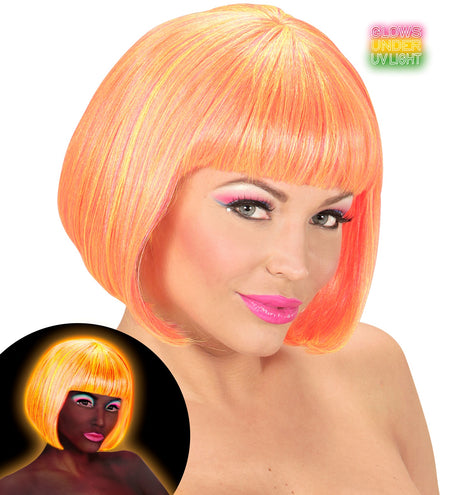 e-carnavalskleding-SYK Roze /gele Pruik Valentina mix