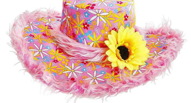 e-carnavalskleding-SYK Roze hoed Ibiza met zonnebloem