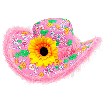 e-carnavalskleding-SYK Roze hoed Ibiza met zonnebloem