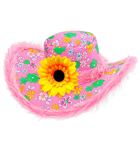 e-carnavalskleding-SYK Roze hoed Ibiza met zonnebloem
