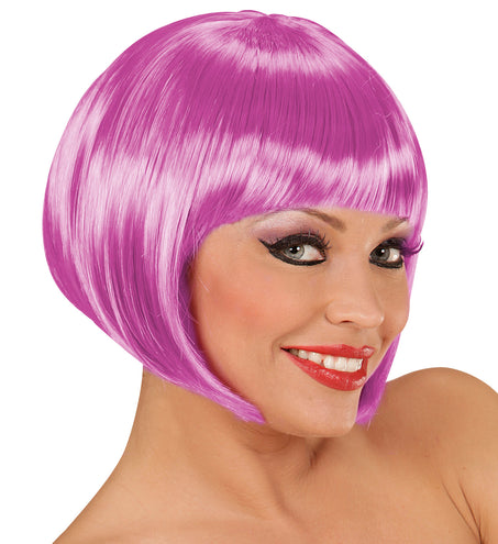 e-carnavalskleding-SYK Roze/ Magenta boblijnpruik dames