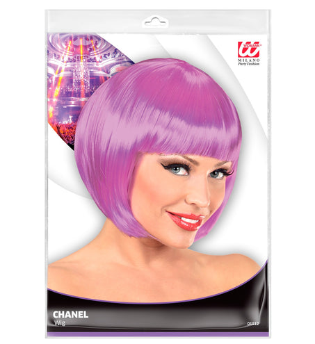 e-carnavalskleding-SYK Roze/ Magenta boblijnpruik dames
