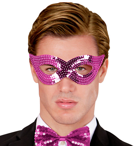 e-carnavalskleding-SYK Roze oogmasker pailletten