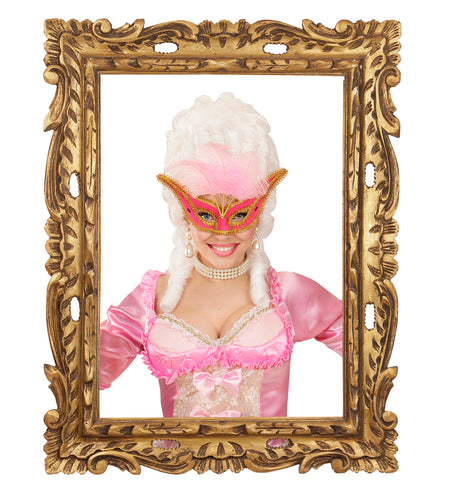 e-carnavalskleding-SYK Roze oogmaskers met veertjes