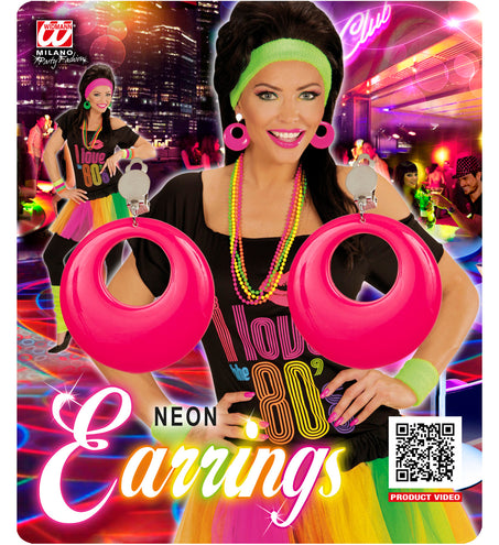 e-carnavalskleding-SYK Roze oorbellen neon disco