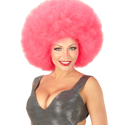 e-carnavalskleding-SYK Roze oversized Afro pruik