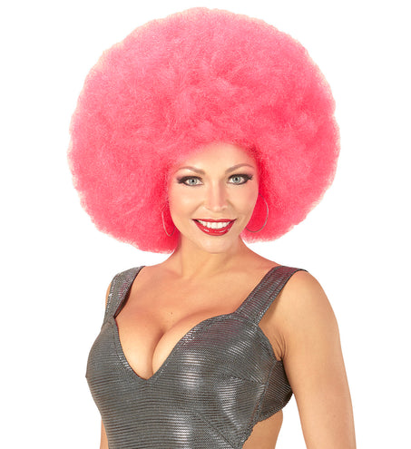 e-carnavalskleding-SYK Roze oversized Afro pruik