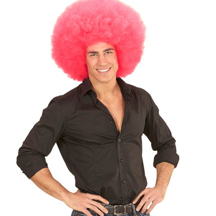 e-carnavalskleding-SYK Roze oversized Afro pruik