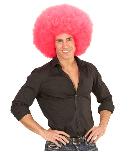 e-carnavalskleding-SYK Roze oversized Afro pruik
