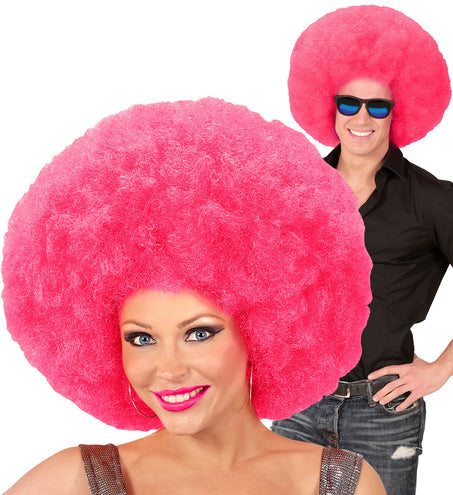 e-carnavalskleding-SYK Roze oversized Afro pruik