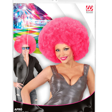 e-carnavalskleding-SYK Roze oversized Afro pruik