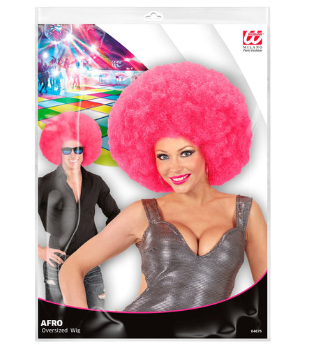 e-carnavalskleding-SYK Roze oversized Afro pruik