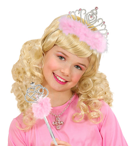 e-carnavalskleding-SYK Roze prinsessenkroon met marabou
