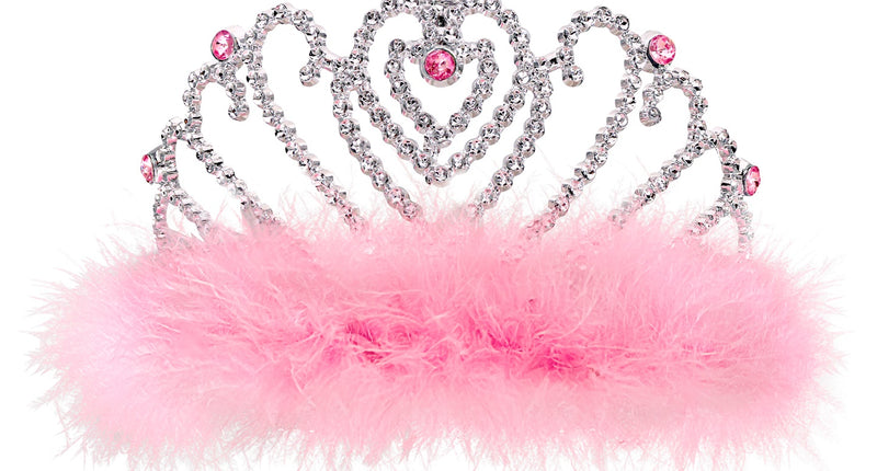 e-carnavalskleding-SYK Roze prinsessenkroon met marabou
