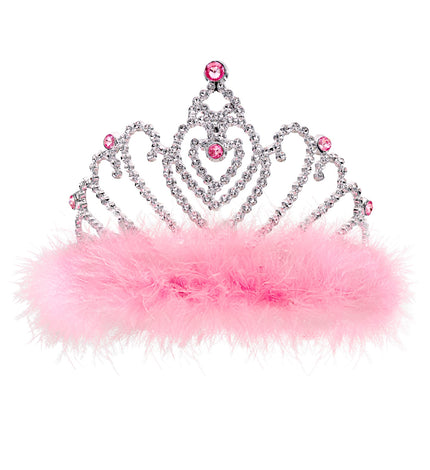 e-carnavalskleding-SYK Roze prinsessenkroon met marabou
