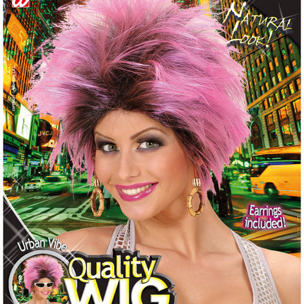 e-carnavalskleding-SYK Roze pruik Frenzy