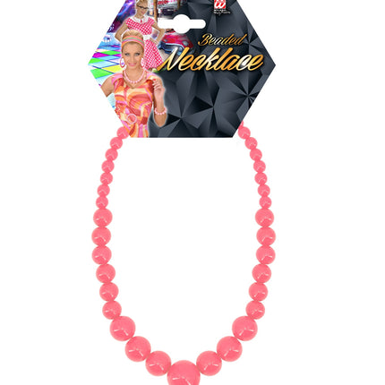 e-carnavalskleding-SYK Roze seventies parelketting