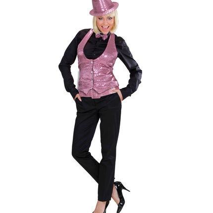 e-carnavalskleding-SYK Roze showriem met glitters