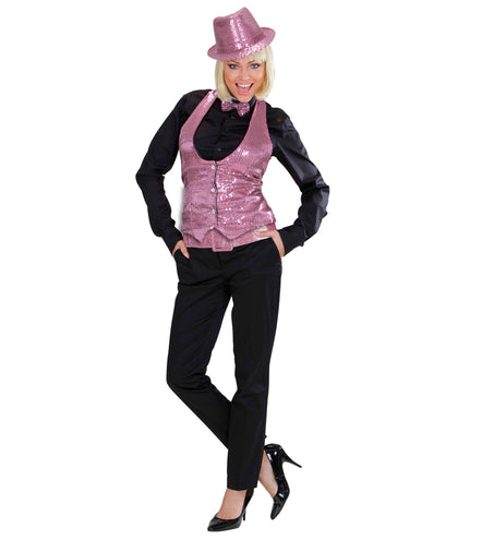 e-carnavalskleding-SYK Roze showriem met glitters