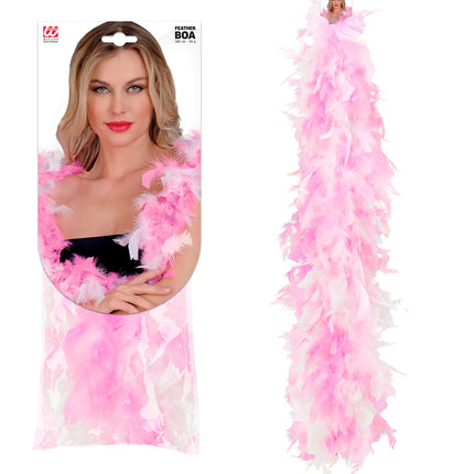 e-carnavalskleding-SYK Roze-witte boa 2-kleurig 180cm