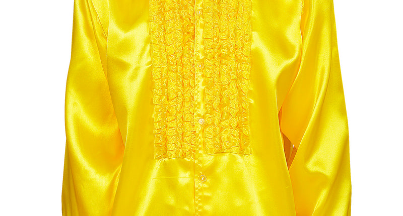 e-carnavalskleding-SYK Ruche blouse satijn geel