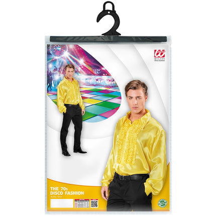 e-carnavalskleding-SYK Ruche blouse satijn geel