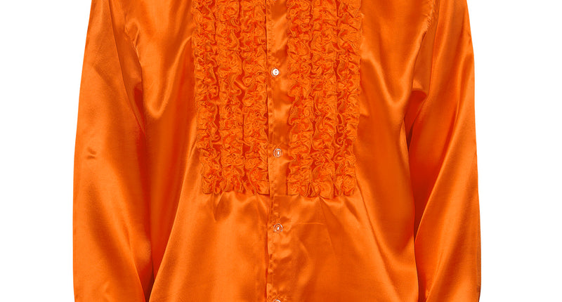 e-carnavalskleding-SYK Ruche blouse satijn oranje