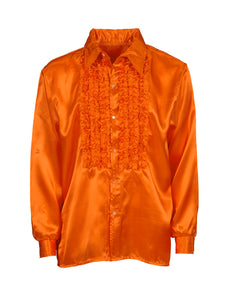 e-carnavalskleding-SYK Ruche blouse satijn oranje