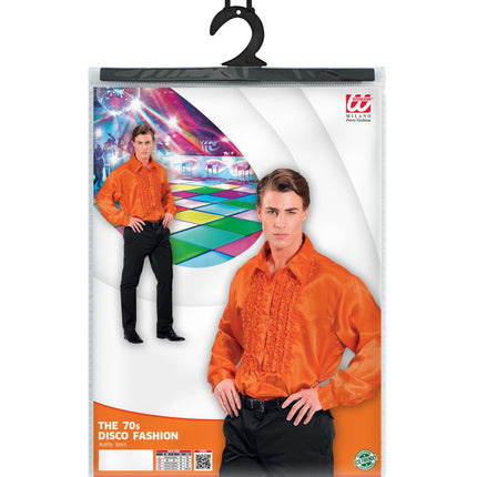 e-carnavalskleding-SYK Ruche blouse satijn oranje