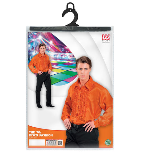 e-carnavalskleding-SYK Ruche blouse satijn oranje