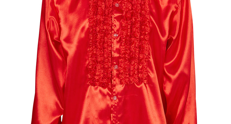 e-carnavalskleding-SYK Ruche blouse satijn rood