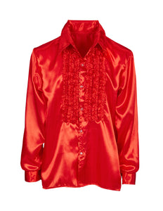 e-carnavalskleding-SYK Ruche blouse satijn rood
