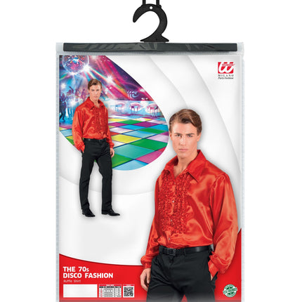 e-carnavalskleding-SYK Ruche blouse satijn rood
