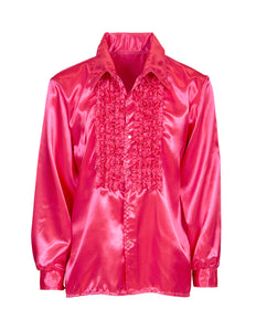 e-carnavalskleding-SYK Ruche blouse satijn roze