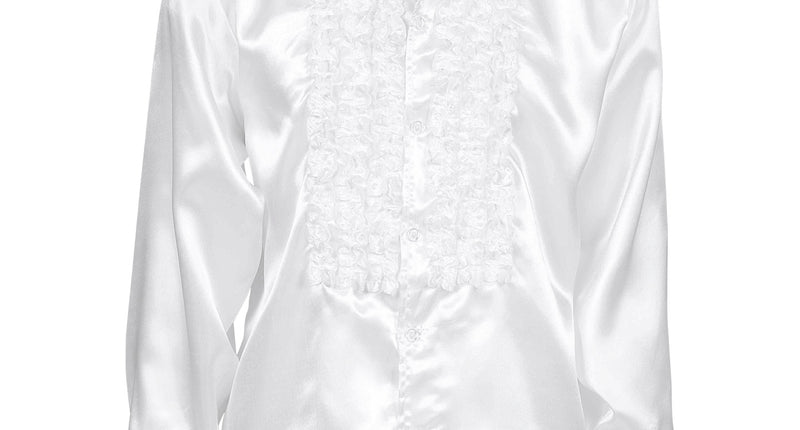 e-carnavalskleding-SYK Ruche blouse satijn wit