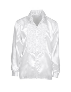 e-carnavalskleding-SYK Ruche blouse satijn wit