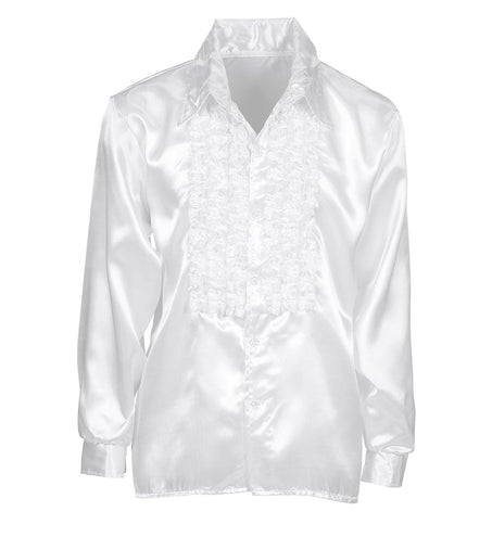 e-carnavalskleding-SYK Ruche blouse satijn wit