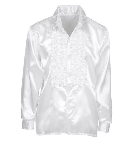 e-carnavalskleding-SYK Ruche blouse satijn wit
