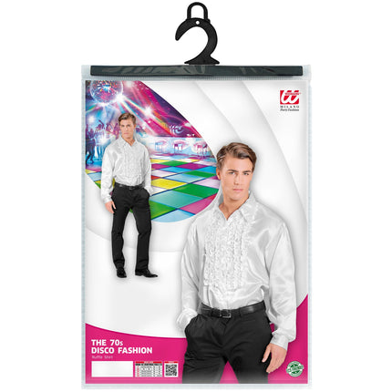 e-carnavalskleding-SYK Ruche blouse satijn wit