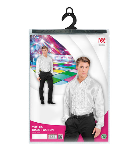 e-carnavalskleding-SYK Ruche blouse satijn wit