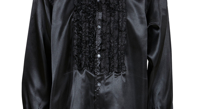 e-carnavalskleding-SYK Ruche blouse satijn zwart