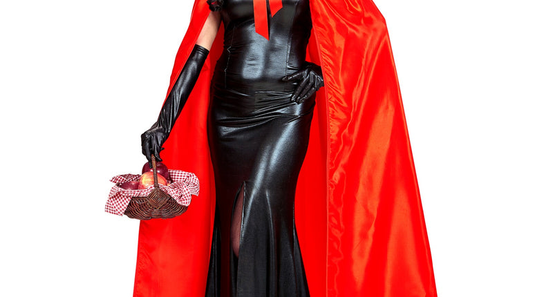 e-carnavalskleding-SYK Satijnen cape rood met muts