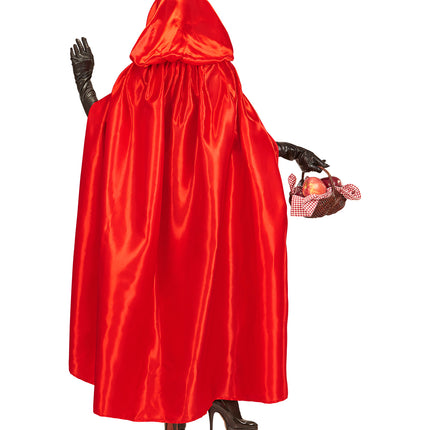 e-carnavalskleding-SYK Satijnen cape rood met muts