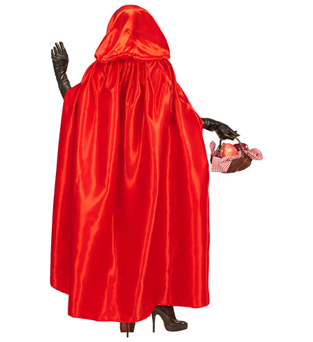 e-carnavalskleding-SYK Satijnen cape rood met muts