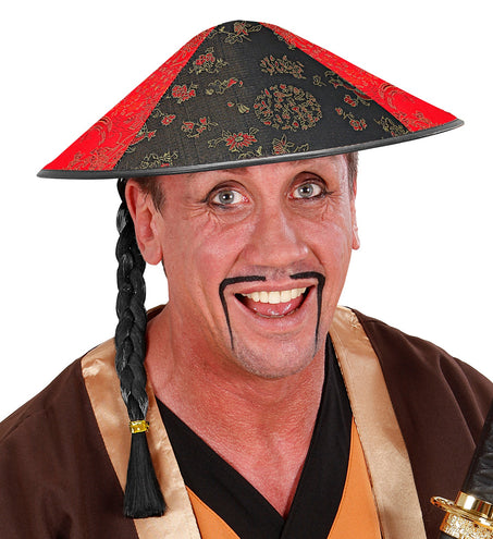 e-carnavalskleding-SYK Satijnen hoed Chinese man met staartjes