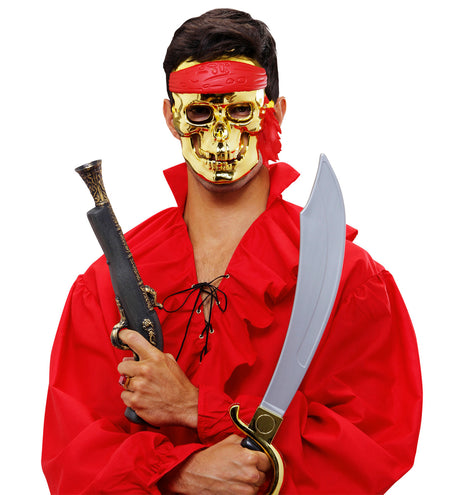 e-carnavalskleding-SYK schedelmasker piraat goud