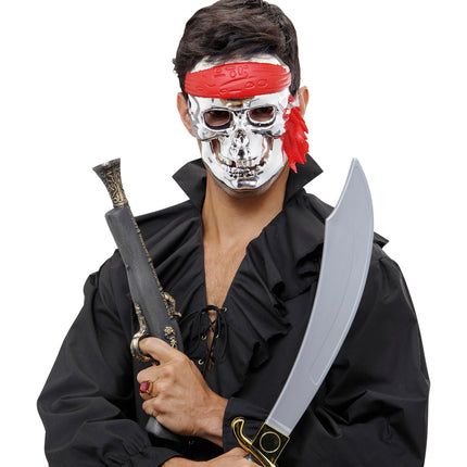 e-carnavalskleding-SYK schedelmasker piraat zilver