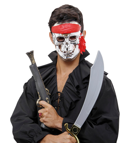 e-carnavalskleding-SYK schedelmasker piraat zilver