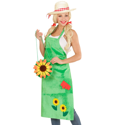 e-carnavalskleding-SYK Schort tuinman met bloemen groen