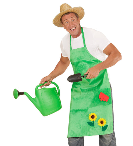 e-carnavalskleding-SYK Schort tuinman met bloemen groen